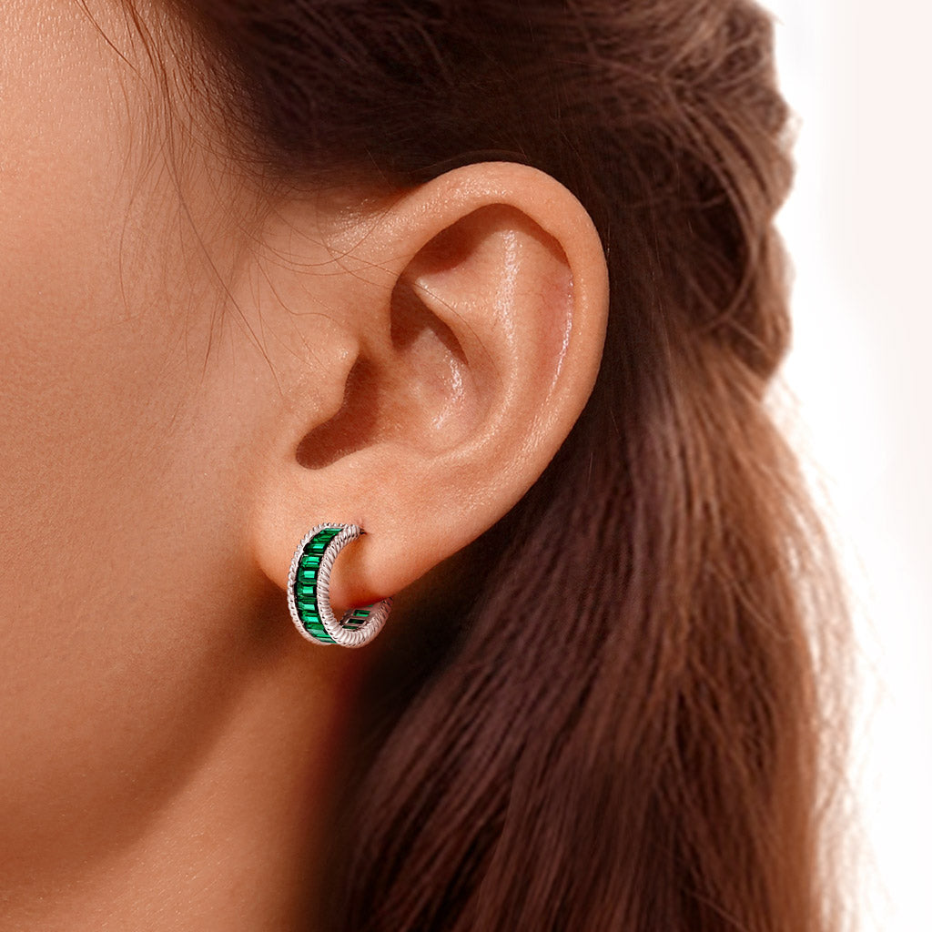 Gnoce Twisted Rope C Hoop Earrings Platinum-plated Silver Blend_5