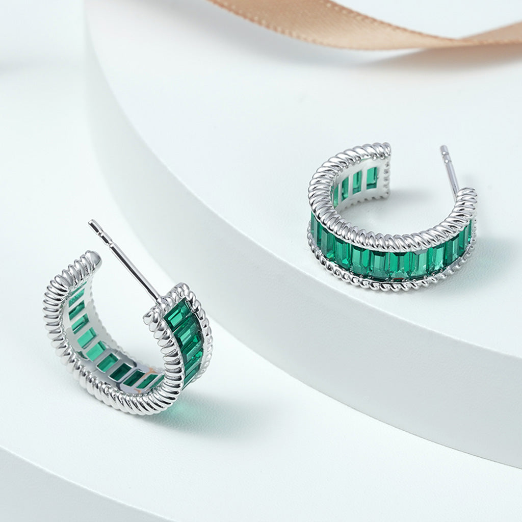 Gnoce Twisted Rope C Hoop Earrings Platinum-plated Silver Blend_3