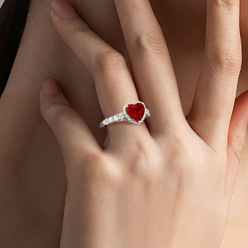 Gnoce Heart Vintage Cathedral Birthstone Engagement Ring_7