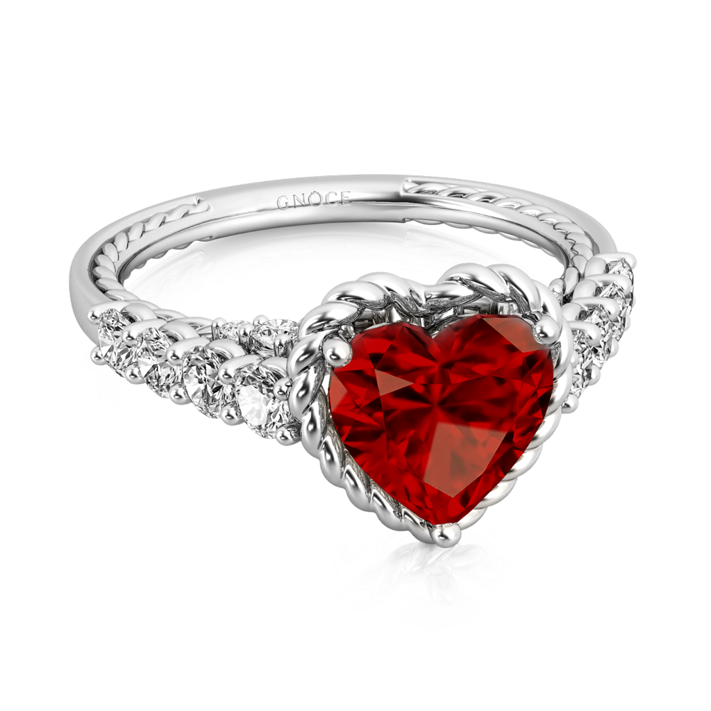 Gnoce Heart Vintage Cathedral Birthstone Engagement Ring_4