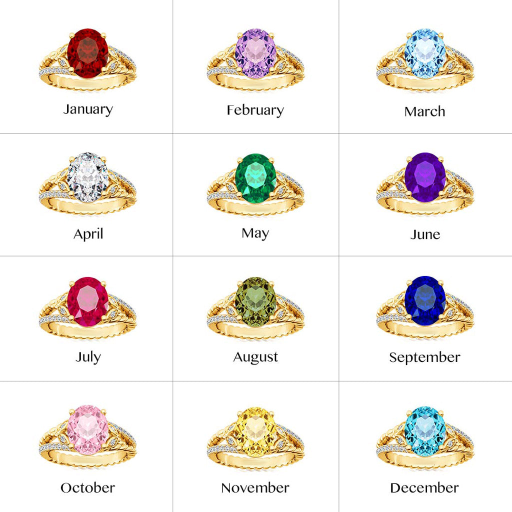 Gnoce Diamond Oval-cut Vintage Split Shank Engagement Birthstone Ring_5