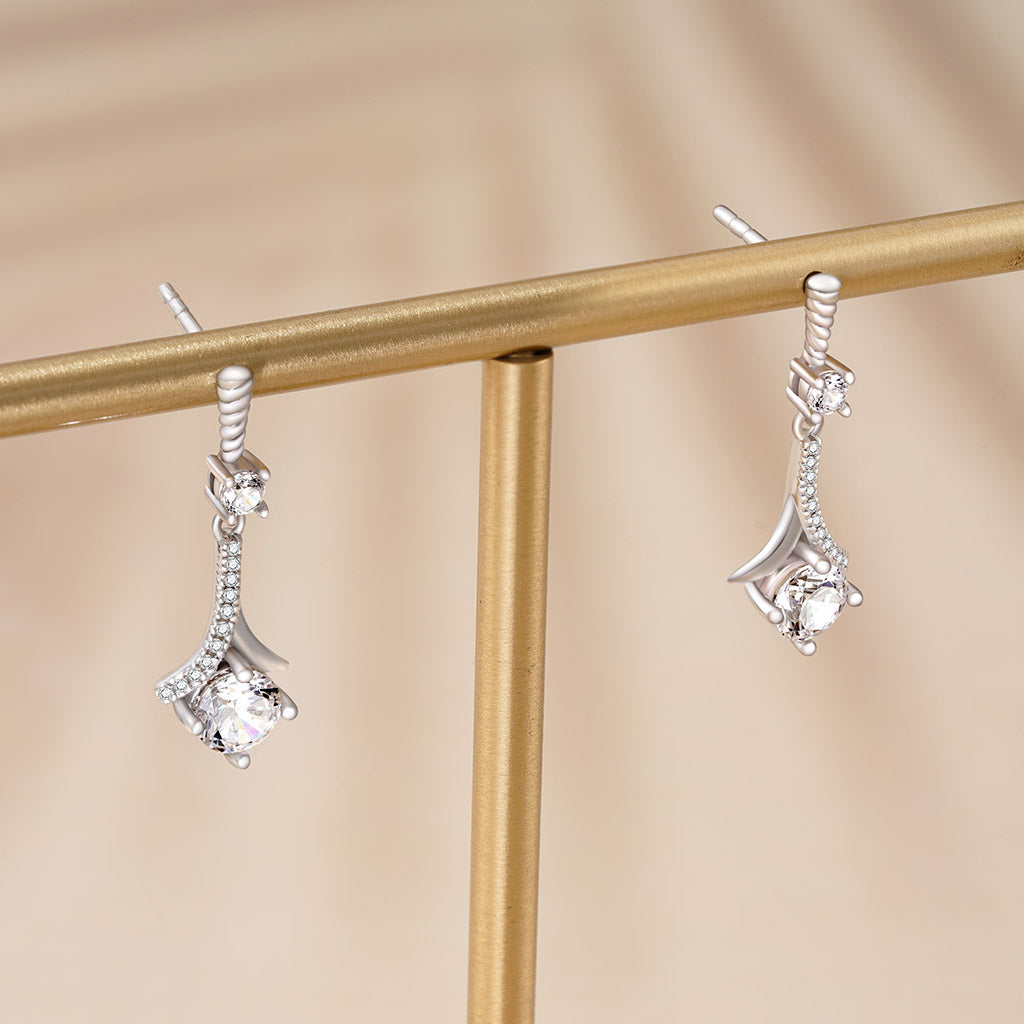 Gnoce 1920s Flapper Earrings Platinum-plated Silver Blend_4