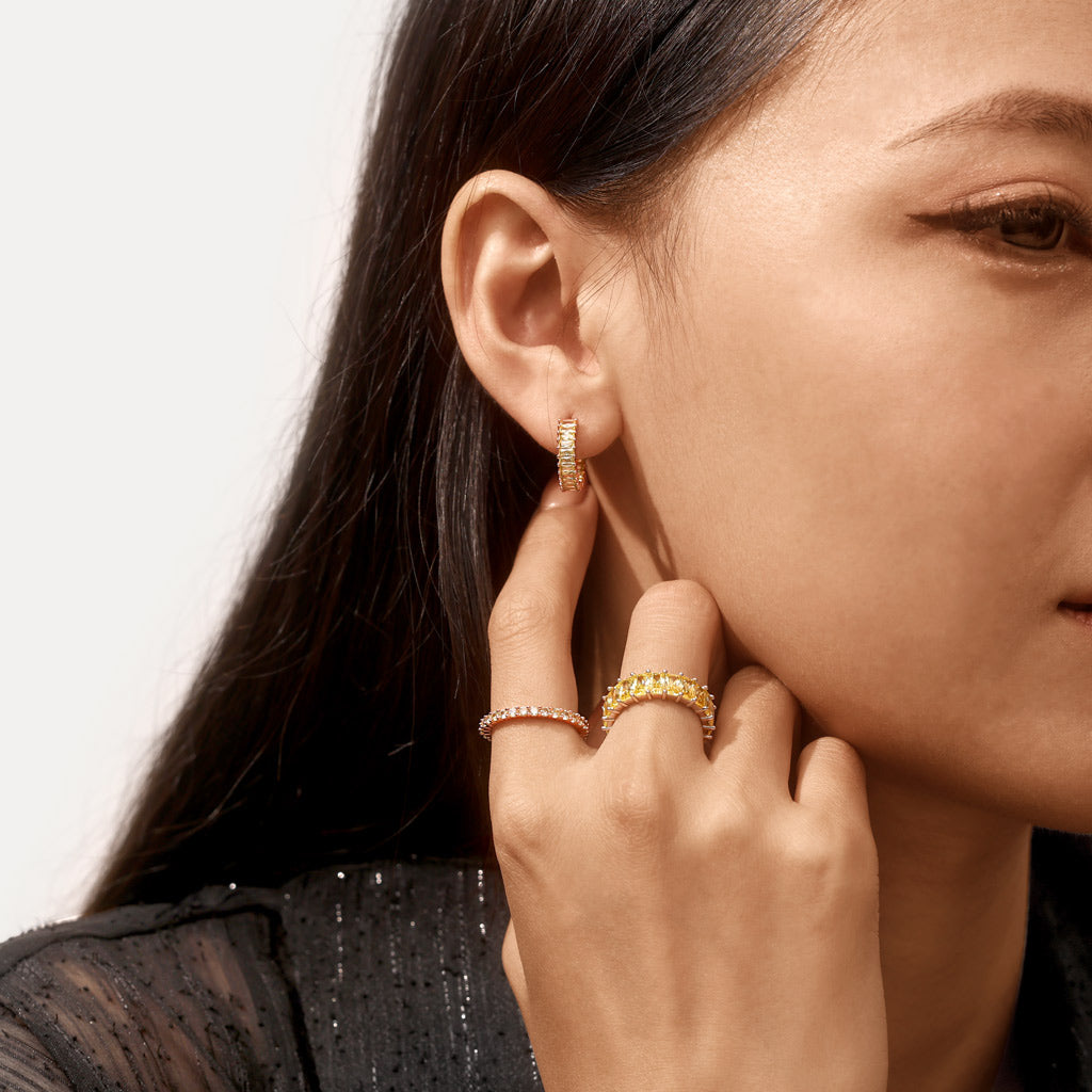 Gnoce Citrine Baguette Cut Earrings_4