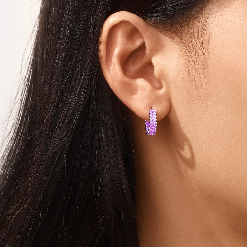 Gnoce Amethyst Baguette Cut Earrings_4