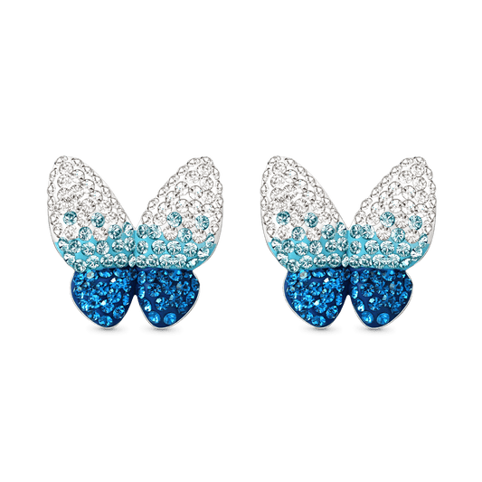 Gnoce Blue Gradient Butterfly Earrings Platinum-plated Silver Blend_1
