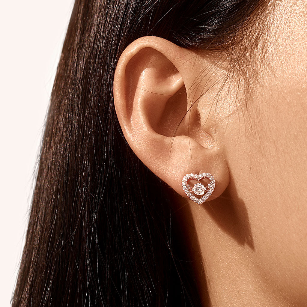 Gnoce Pavé Heart Dancing Earrings Platinum-plated Silver Blend_4