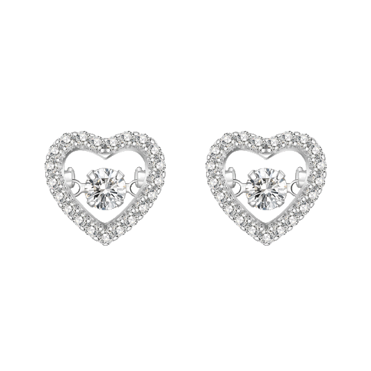 Gnoce Pavé Heart Dancing Earrings Platinum-plated Silver Blend_1