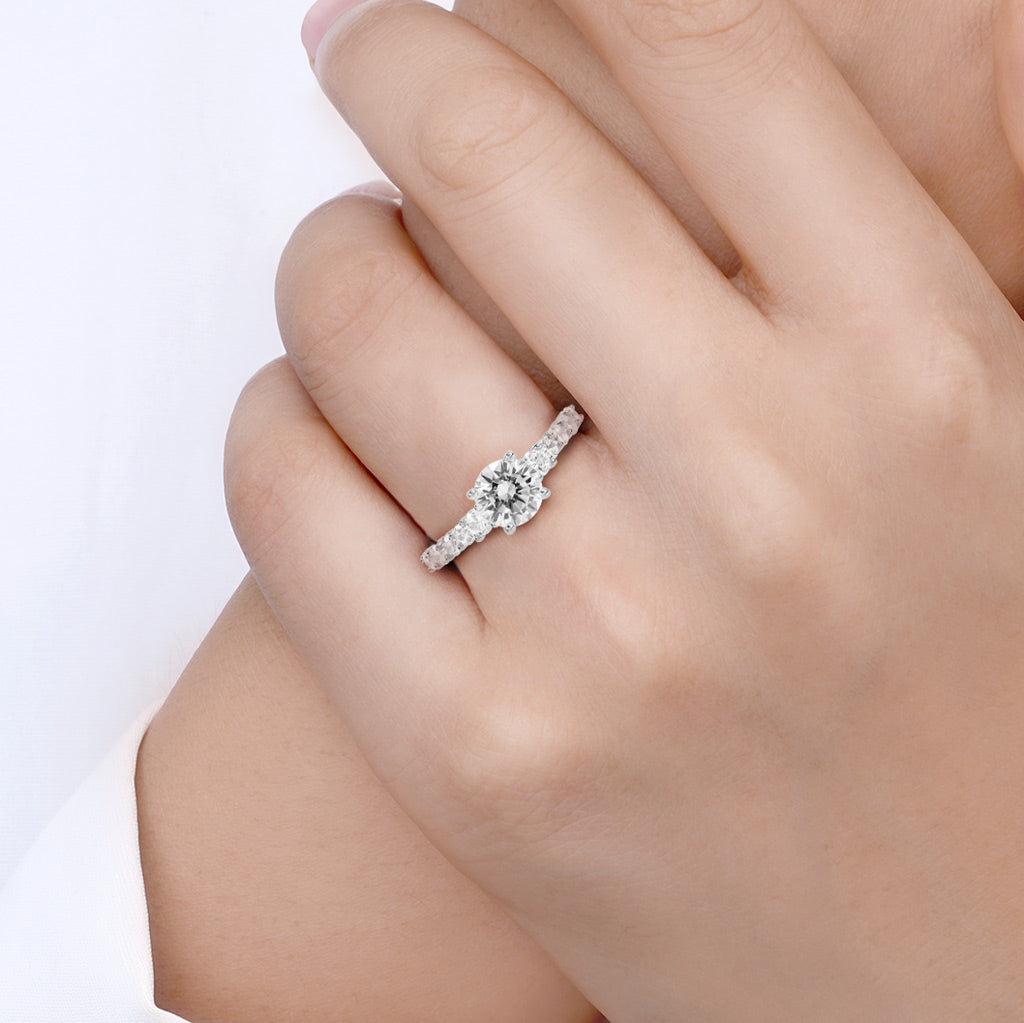 Gnoce Round Gemstone Trellis Engagement Ring with Twisted Rope Inside_5