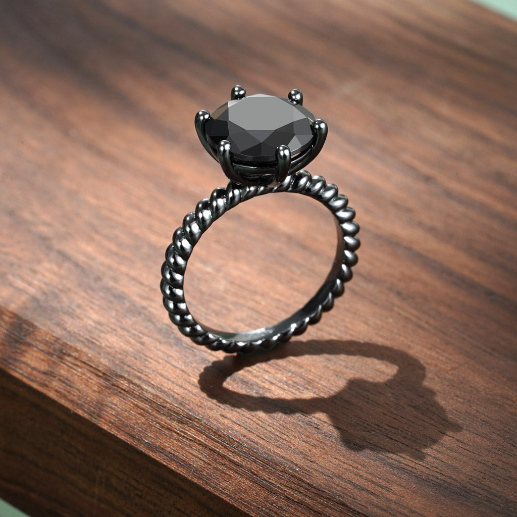 Gnoce Solitaire Twisted Rope Statement Ring_5