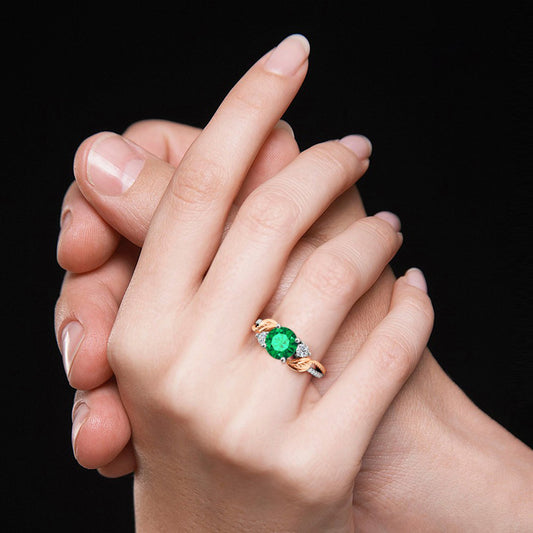 Gnoce Two-tone Three Stone Twisting Birthstone Ring_7