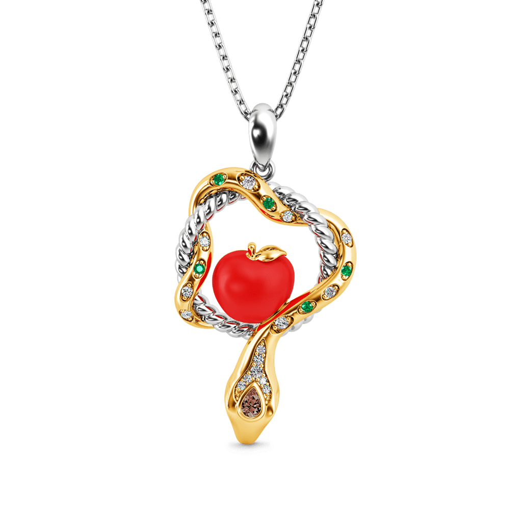 Gnoce Serpent and Forbidden Fruit Necklace Platinum-plated Silver Blend_1