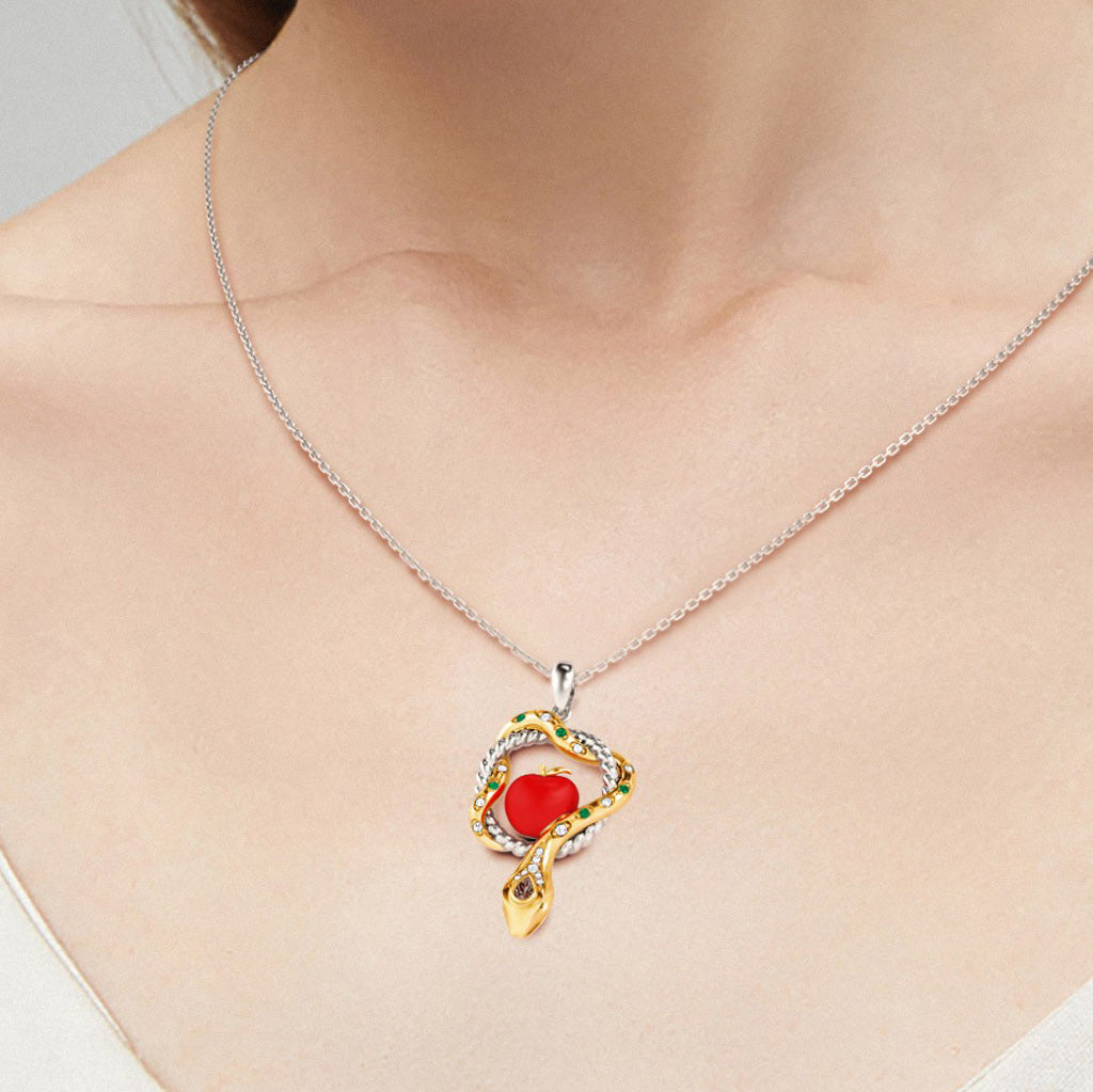 Gnoce Serpent and Forbidden Fruit Necklace Platinum-plated Silver Blend_6