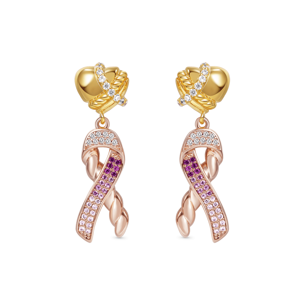 Gnoce Ribbon Symbol Breast Cancer Awareness Earrings_1