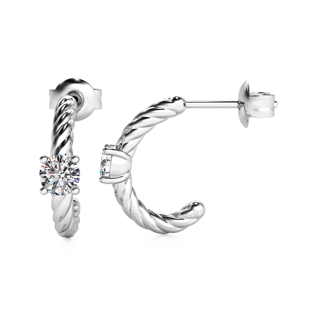 Gnoce Twisted C-hoop Earrings Platinum-plated Silver Blend_2