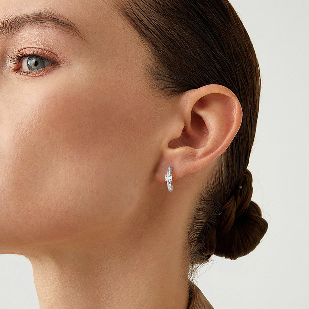 Gnoce Twisted C-hoop Earrings Platinum-plated Silver Blend_6