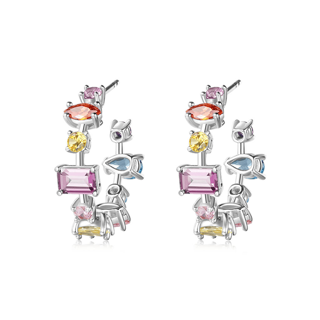 Gnoce Mixed Cuts & Multicolored Earrings Platinum-plated Silver Blend_1