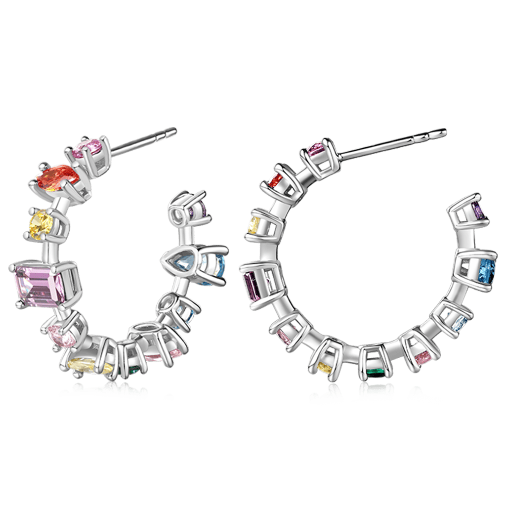 Gnoce Mixed Cuts & Multicolored Earrings Platinum-plated Silver Blend_3