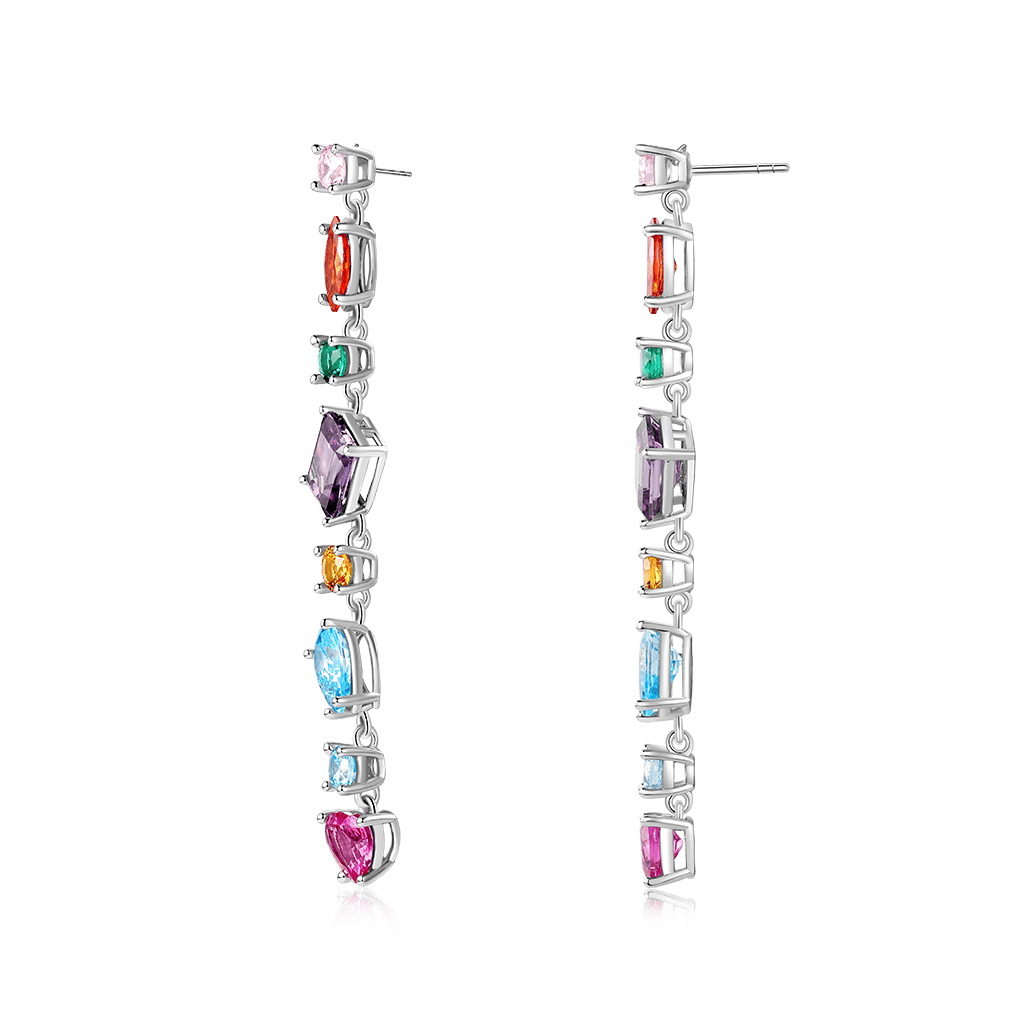 Gnoce Mixed Shape Multicolor Rainbow Earrings Platinum-plated Silver Blend_2