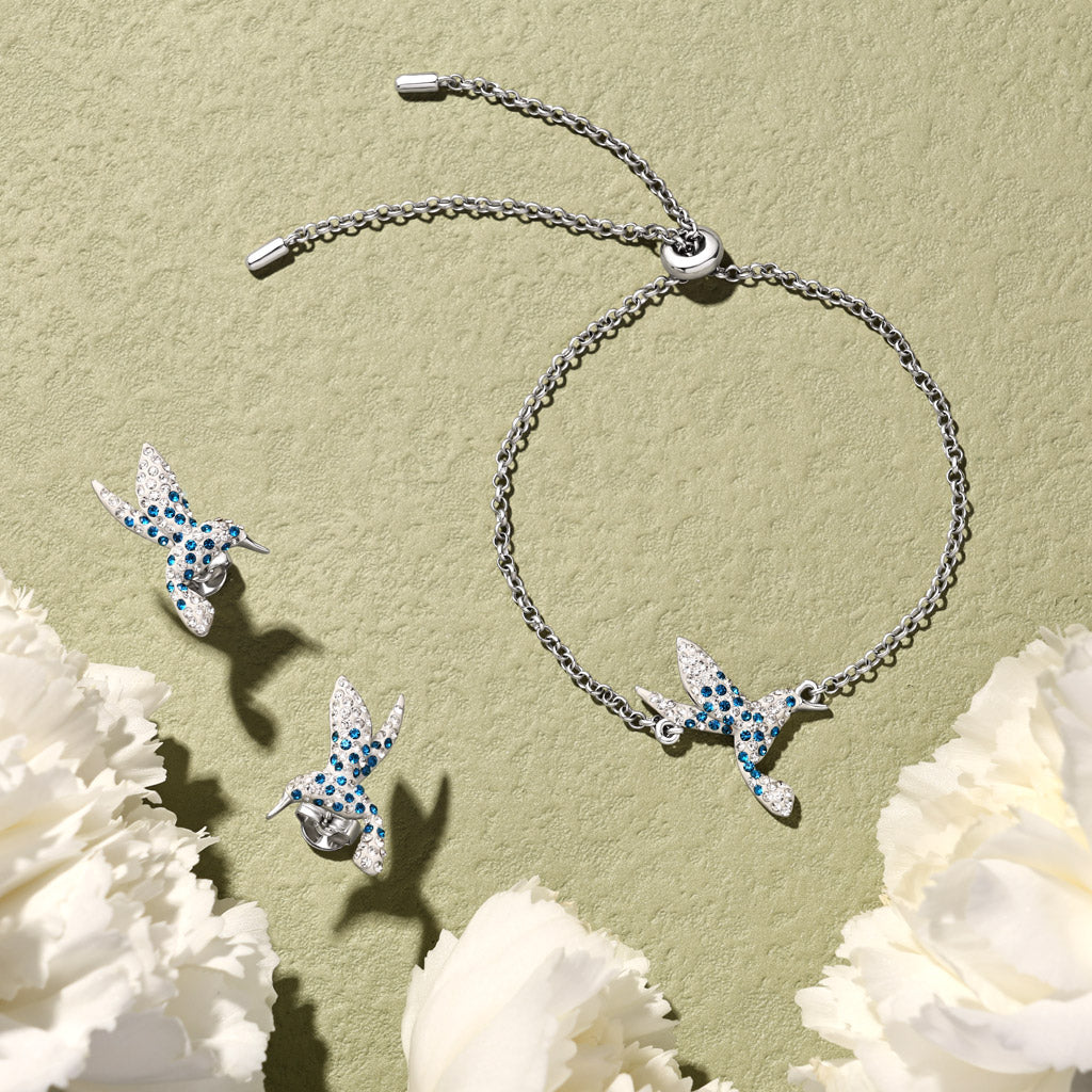 Gnoce Hummingbird Earrings Platinum-plated Silver Blend_4