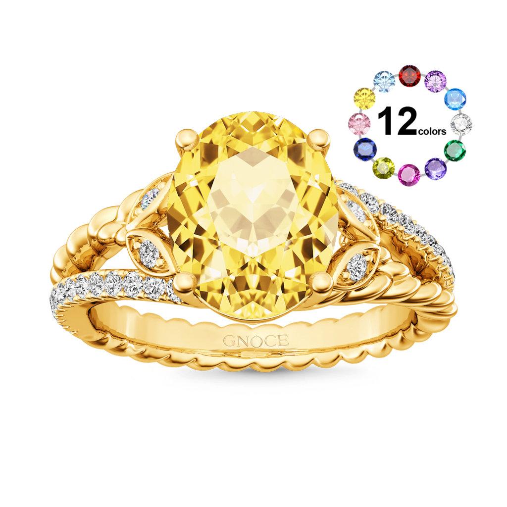 Gnoce Yellow Oval-cut Vintage Split Shank Engagement Ring_1
