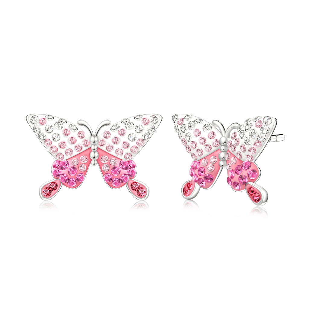 Gnoce Gradient Butterfly Earrings Platinum-plated Silver Blend_3