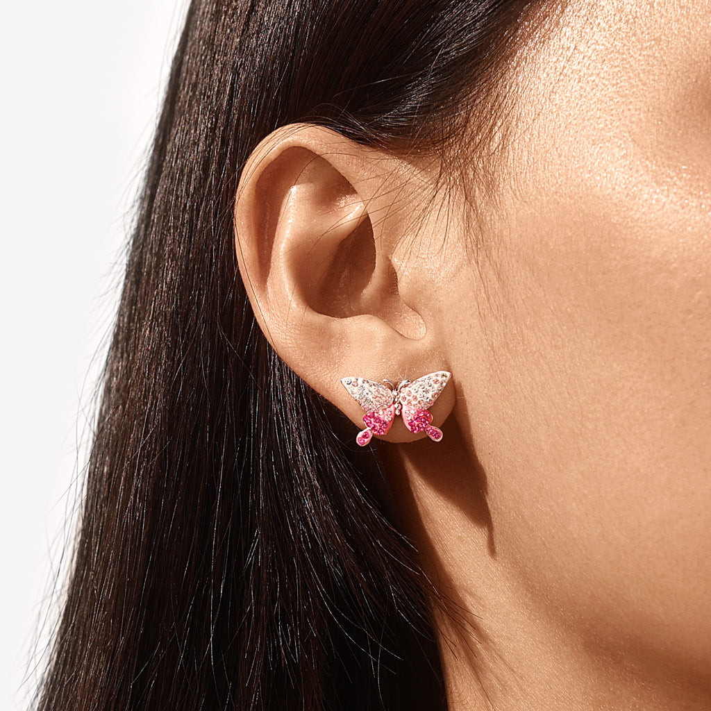 Gnoce Gradient Butterfly Earrings Platinum-plated Silver Blend_5