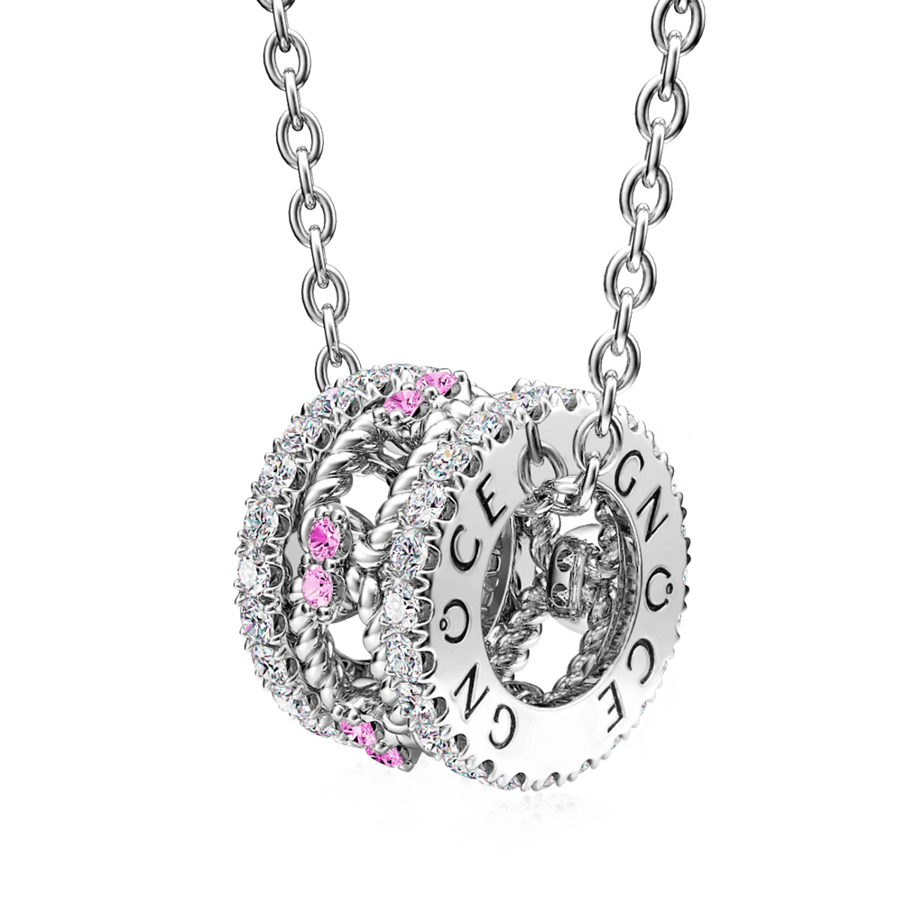 Gnoce Paving Link Drum Pendant Necklace_1