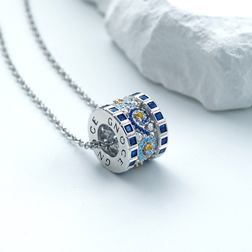 Gnoce Starry Night Drum Necklace Platinum-plated Silver Blend_3