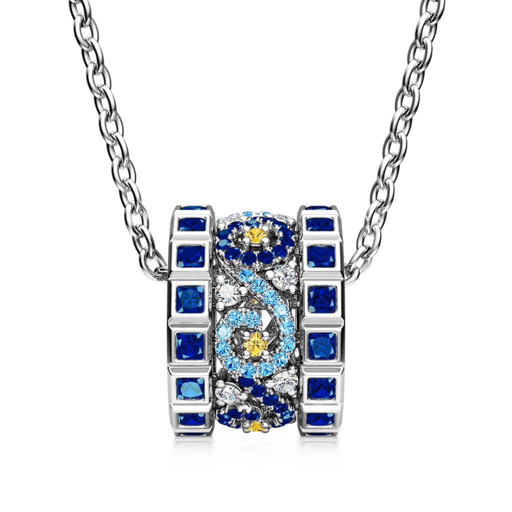 Gnoce Starry Night Drum Necklace Platinum-plated Silver Blend_2