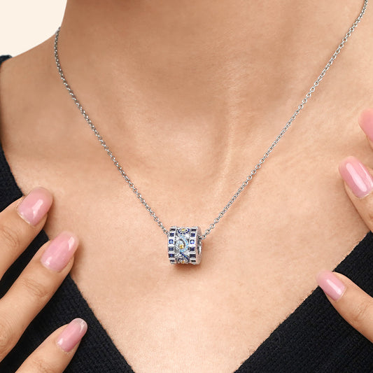 Gnoce Starry Night Drum Necklace Platinum-plated Silver Blend_4