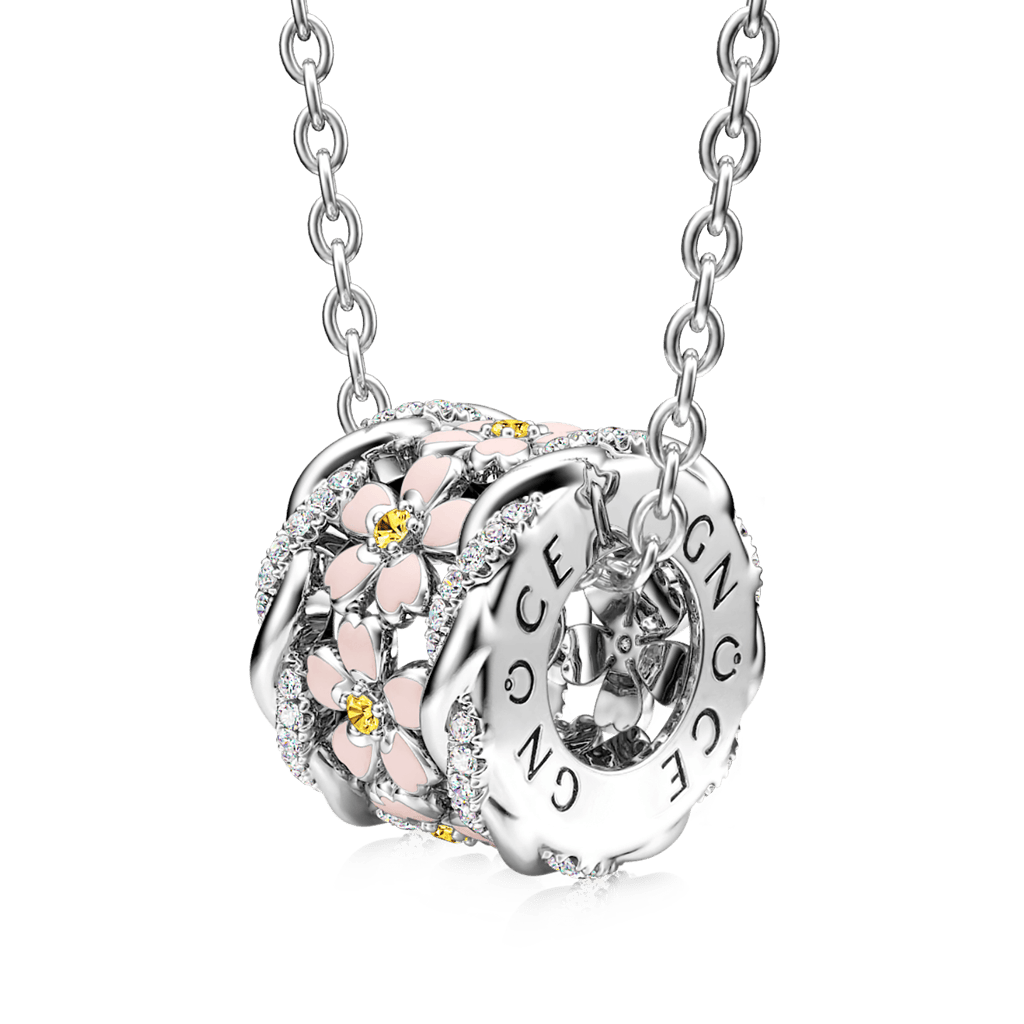 Gnoce Cherry Blossoms Drum Pendant Necklace_1