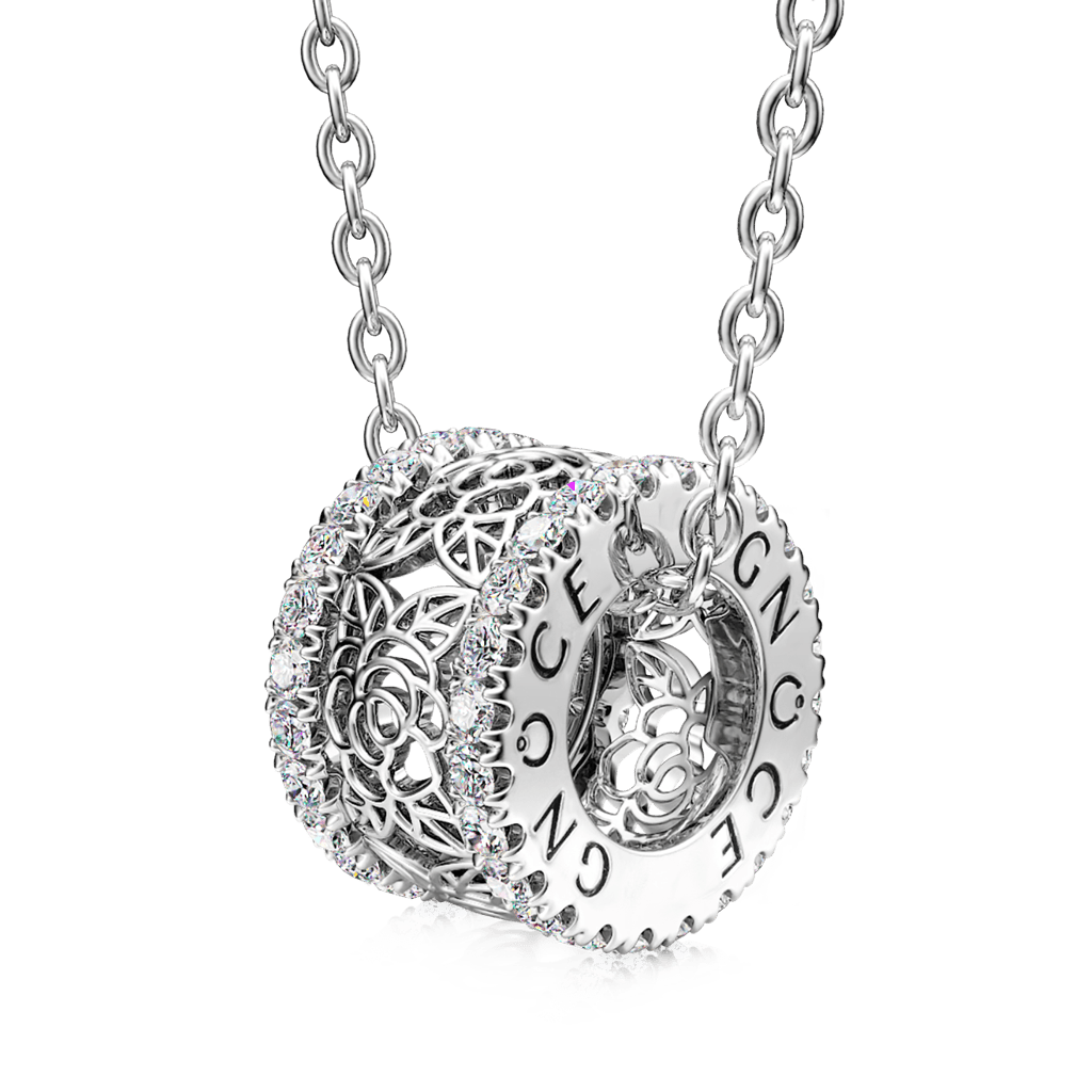 Gnoce Rose Flower Drum Pendant Necklace_1
