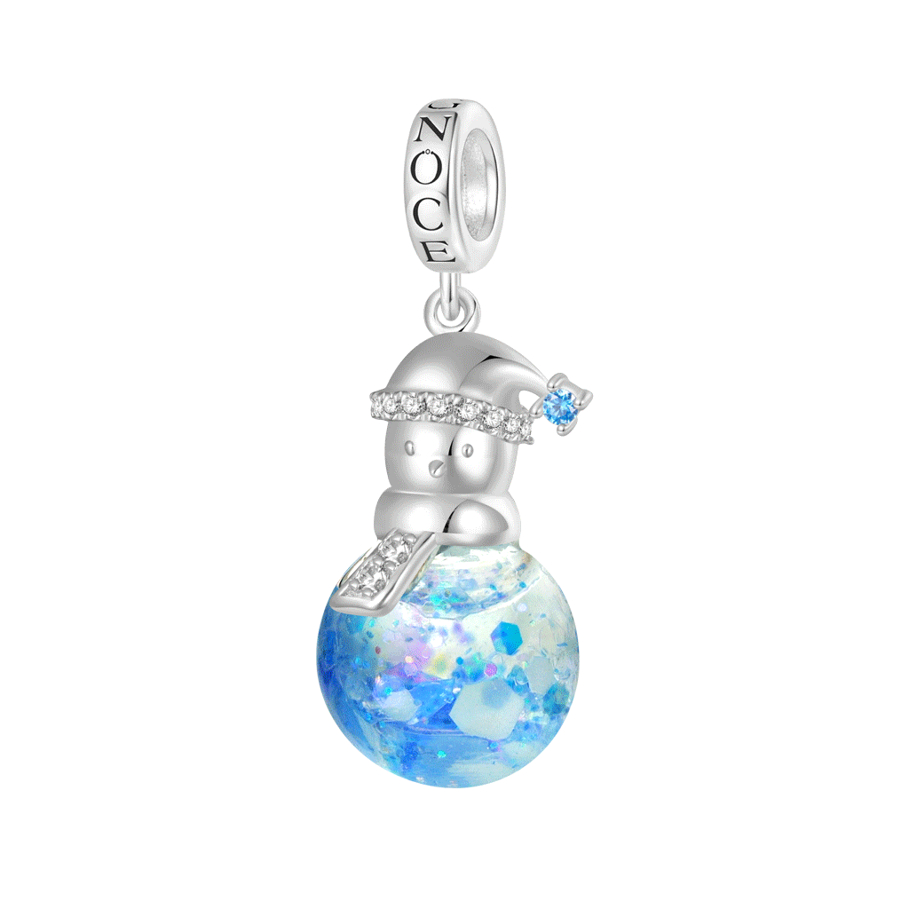 Gnoce Blue Snowflake Glitter Quicksand Snowman Pendant Dangle Charm_1