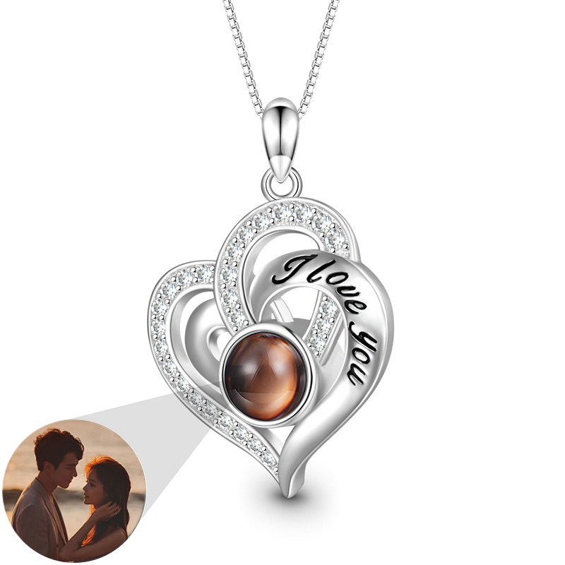 Gnoce Projection Love Heart Personalized Photo Necklace_1