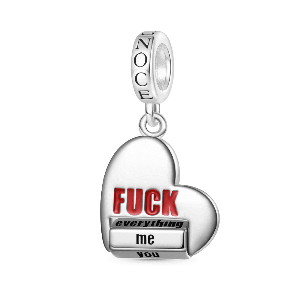 Gnoce Heart Rotating 'FUCK' World Pendant Dangle Charm_1