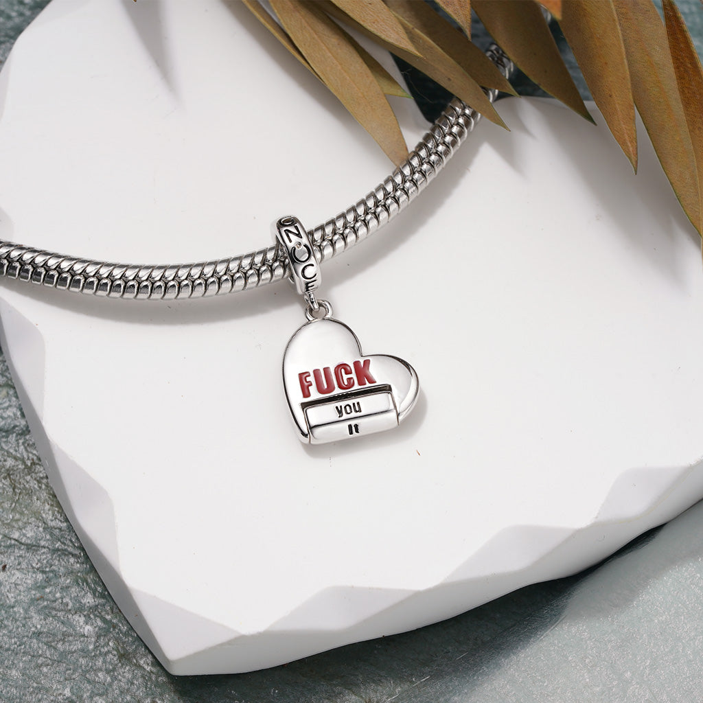 Gnoce Heart Rotating 'FUCK' World Pendant Dangle Charm_4