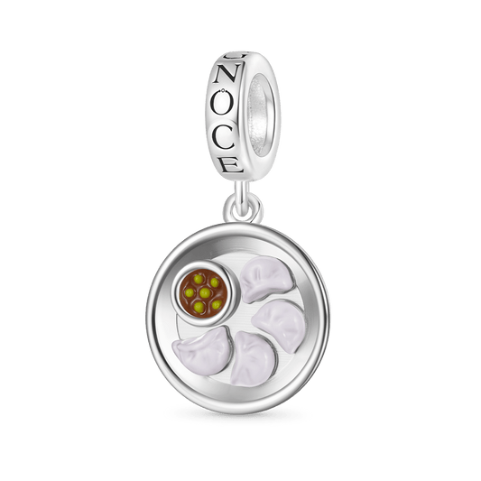 Gnoce A Plate of Dumplings Food Pendant Dangle Charm_1