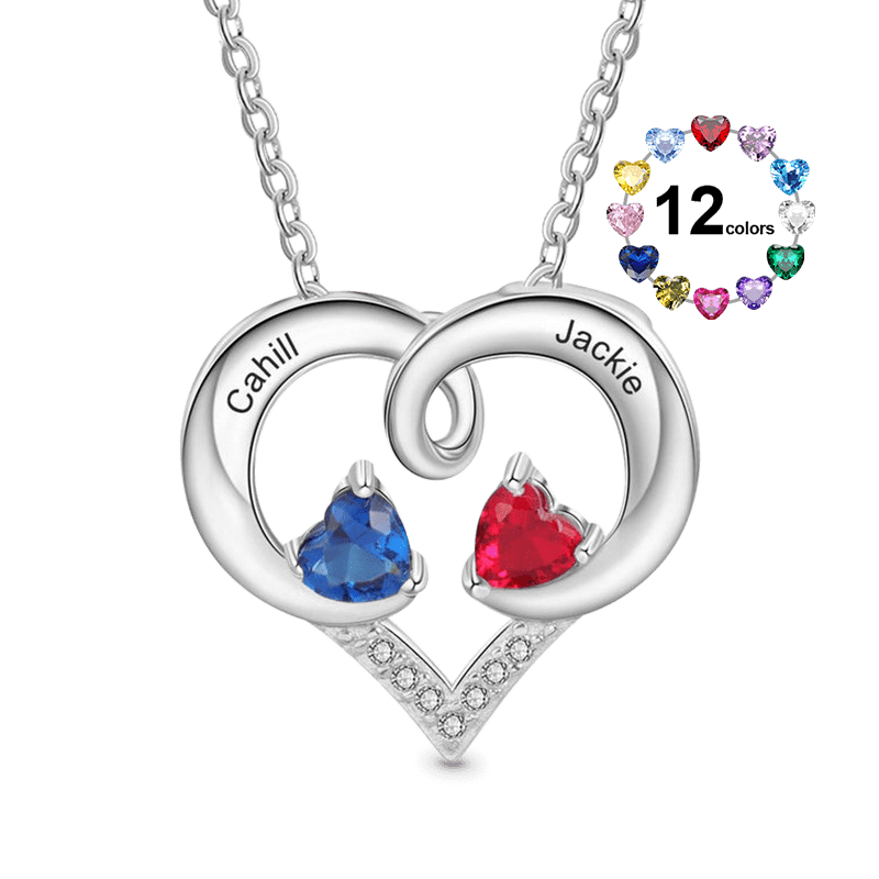 Gnoce Simple Love Heart Birthstone Necklace_1