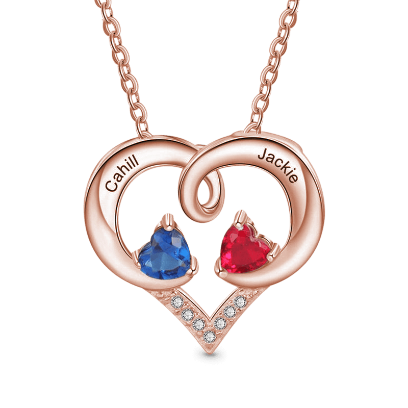Gnoce Simple Love Heart Birthstone Necklace_4