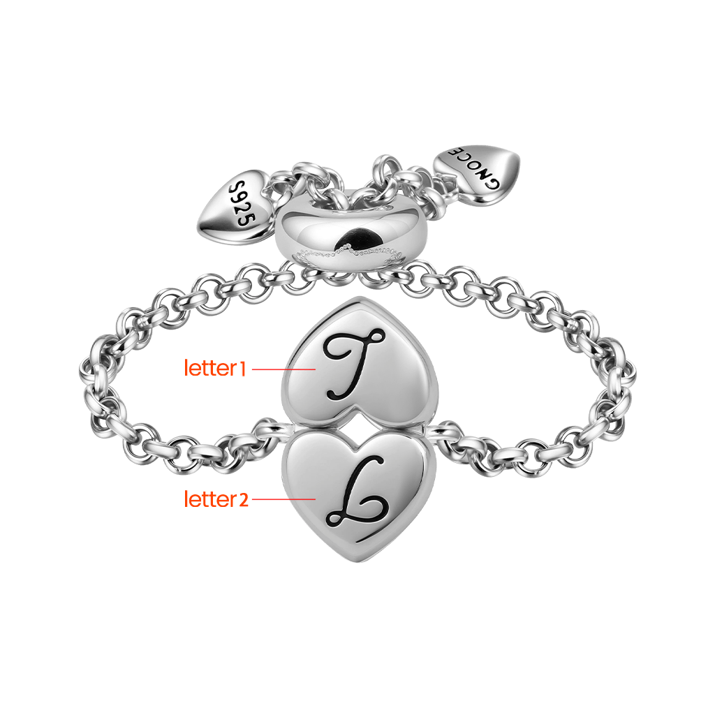 Gnoce Adjustable Chain Initial Love Ring_3