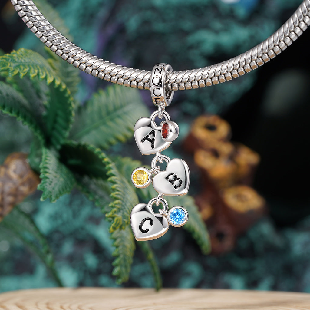 Gnoce Heart-shaped Hollow Personalized 1-6 Letters Pendant Dangle Charm_5