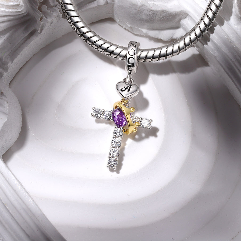 Gnoce Gold Crown of Thorns Nail Cross Pendant Dangle Charm_5