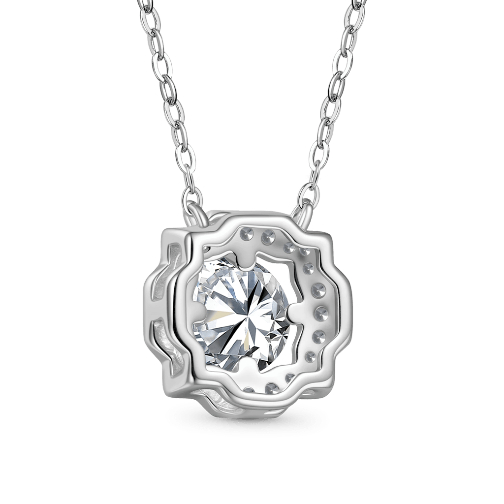 Gnoce Round Center Moissanite Necklace Platinum-plated Silver Blend_2