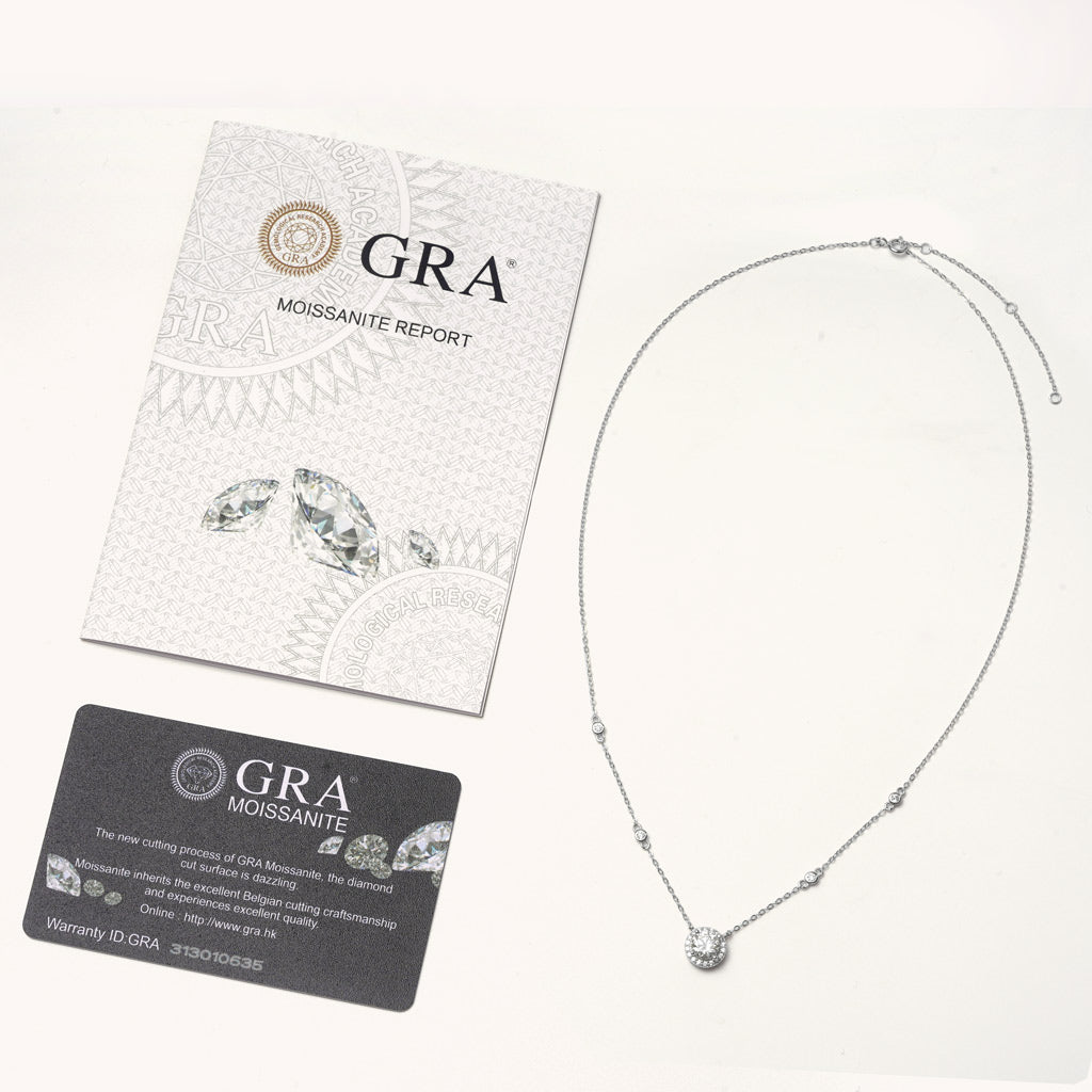 Gnoce 1CT Round VVS Moissanite Frame Station Necklace_3