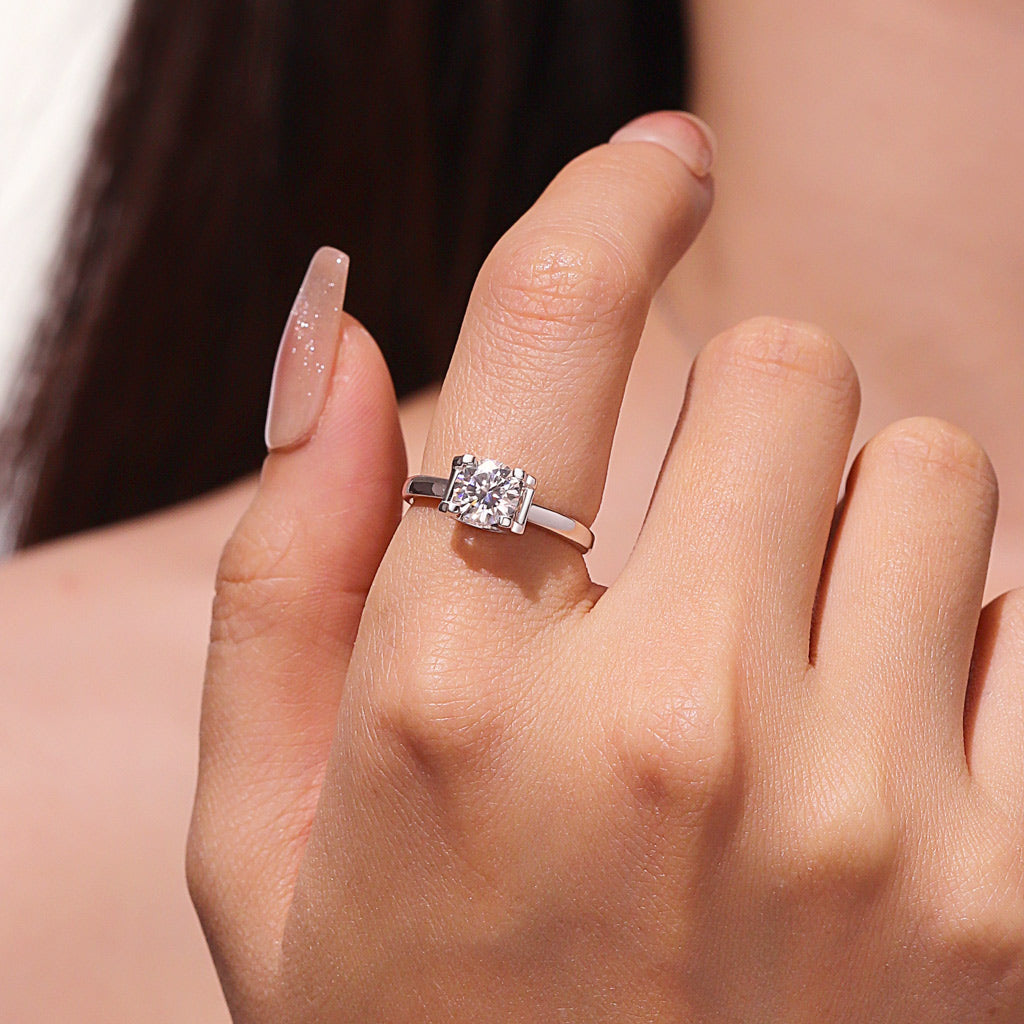 Gnoce Eternity 1Ct Round Halo 925S & VVS Moissanite Ring_5