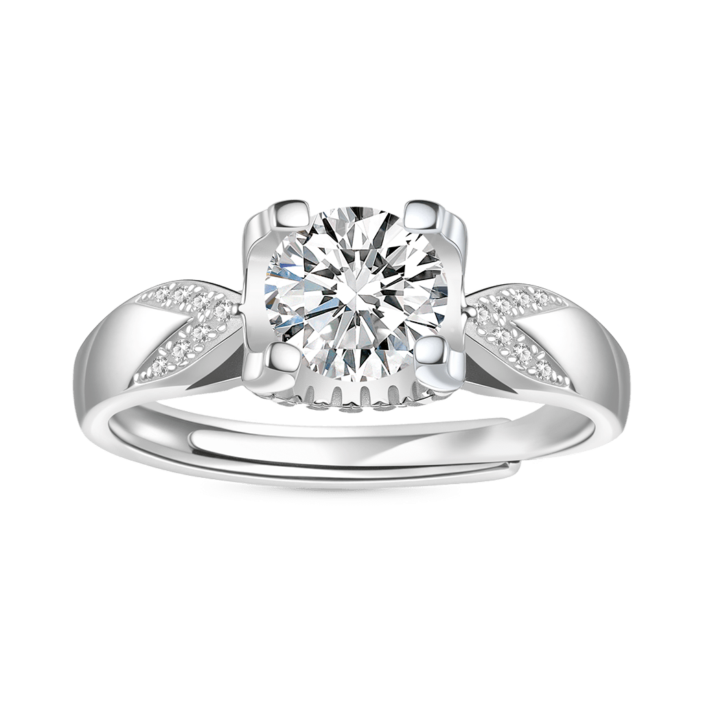Gnoce Sparkling Twist 1.0 Ct Round VVS Moissanite Engagement Ring_1
