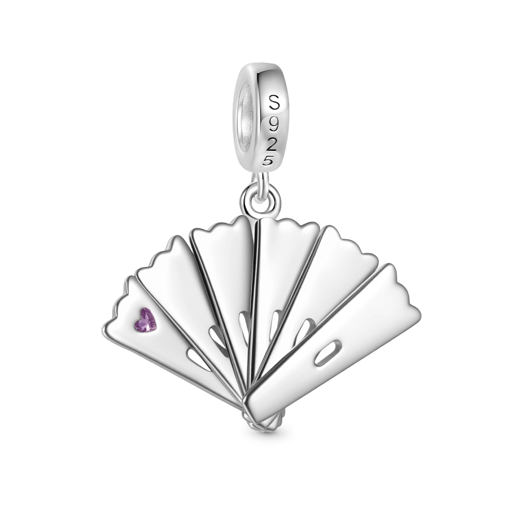 Gnoce LUCKY Openable Exquisite Fan Inlaid with Gemstone Pendant Dangle Charm_4