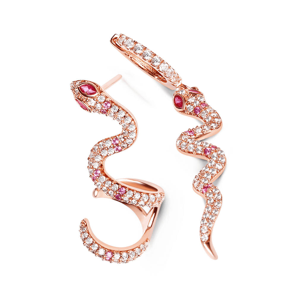Gnoce Pink Snake Earrings_1