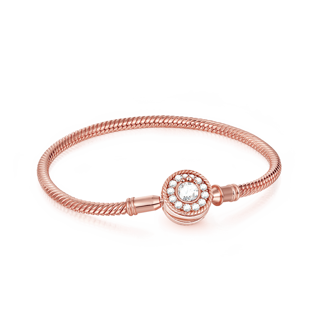 Gnoce "Love At First Sight" 925 Sterling Silver Basic Bracelet With Gnoce Logo 18k Rose Gold Plated_1