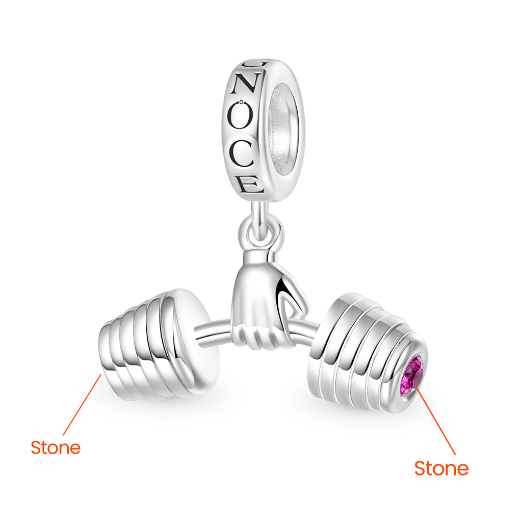 Gnoce Fitness Enthusiast Holding Dumbbell Pendant Dangle Charm_3